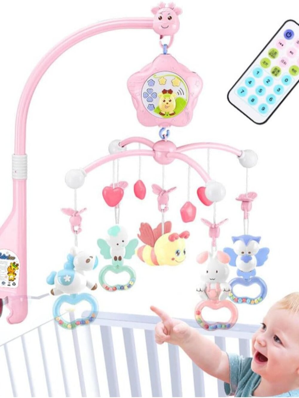 Baby Mobile for Crib with Musicial and Lights, Remote and Projection. Ages 0+ Mo
